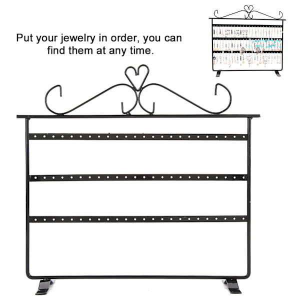 72 Huller Øreringe Halskæde Armbånd Ringe Smykker Display Stande Bøjle Holder Rack Sort