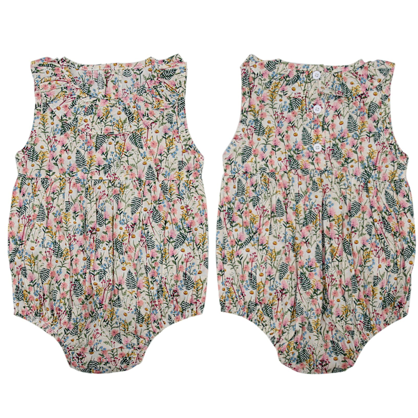 Nyfødt baby floral jumpsuit sommer ærmeløs revers body til spædbarn baby tøj abrikos 66cm