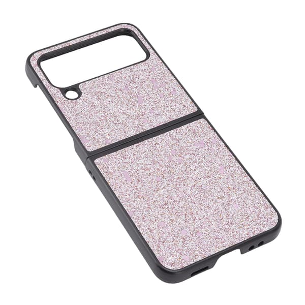 Glänsande telefonfodral Mockafoder ABS Reptåligt vikbart skärmtelefonfodral för Samsung Galaxy Z FLIP 4 Rosa