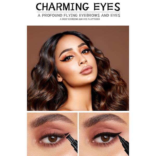 Kaksipuolinen vasen ja oikea nestemäinen eyeliner-kynä, vedenpitävä ja tahraamaton eyeliner, loistava lahja ystäville