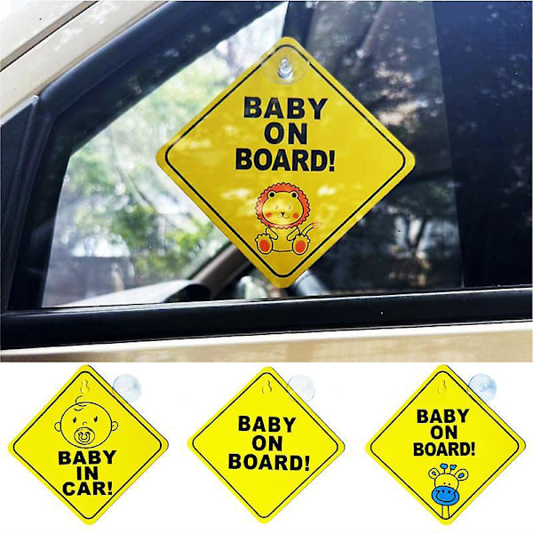 Baby On Board -kyltti autoon - 2 kpl magneettisia heijastavia turvavaroitustarroja salaman kuviolla