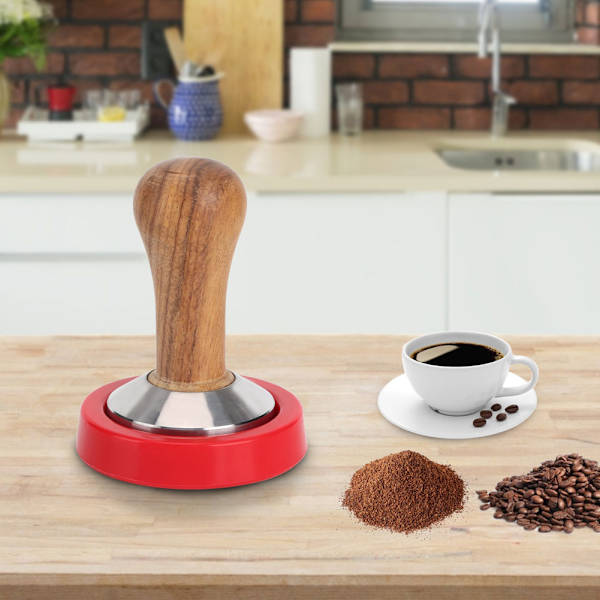 Køkken træhåndtag rustfrit stål base kaffepulver presse hammer tamper værktøj