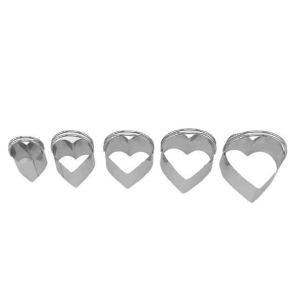 5 stk kakeformsett med håndtak i rustfritt stål for baking og matlaging Alentine Day Heart