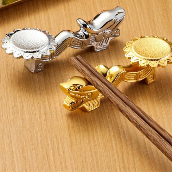 Chopsticks Holder Legering Retro Drage Chopsticks Rack, Gull 4 stk