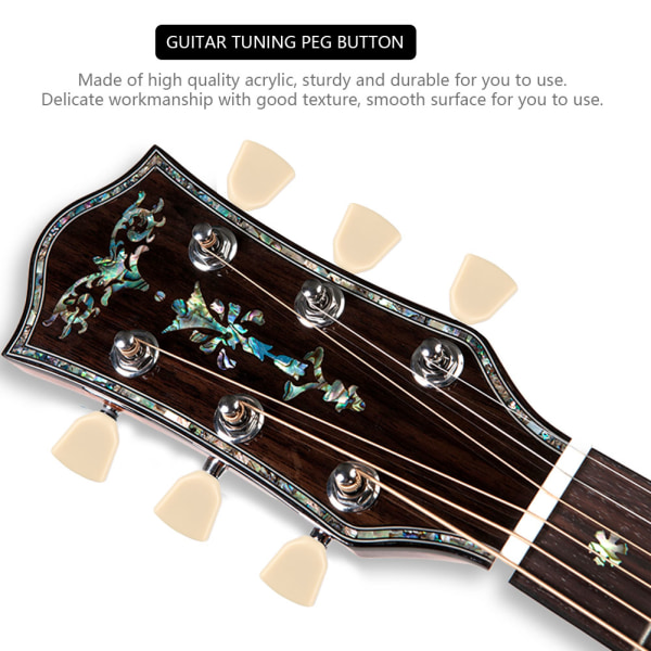 6 STK/ Sett Tuning Pegs Maskinhoder Akrylknapper for gitar (beige)