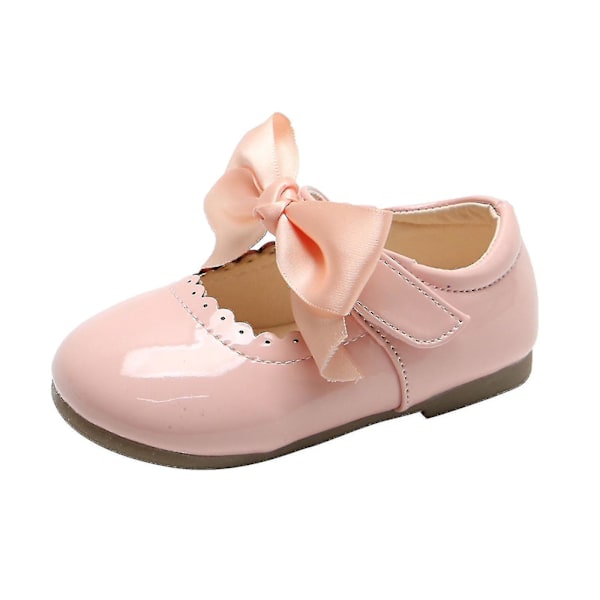 Fashionable Pink Bow Hollow Out Non-slip Leather Princess Shoes for Toddler Girls 3-3.5 Years