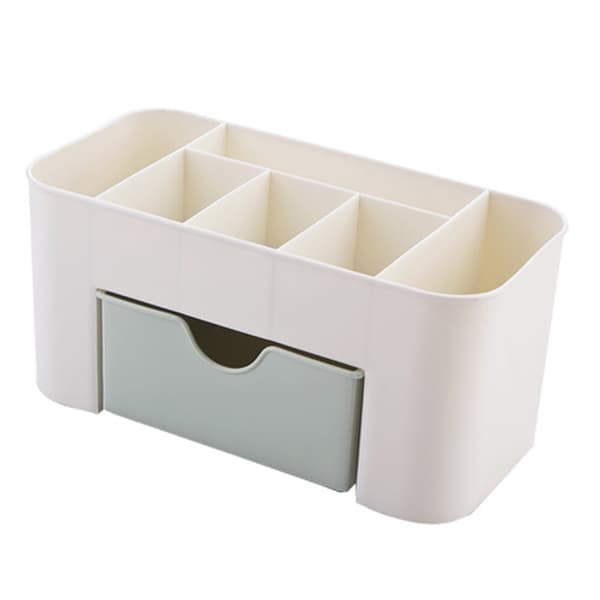 Kosmetik Makeup Organizer PP Multifunktionel 6 Rum Makeup Skrivebords Organizer med Skuffe Grøn