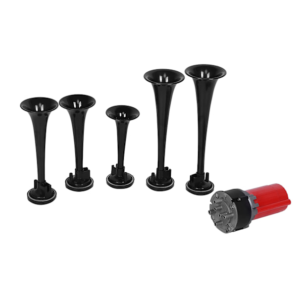 12V Universal 5 Luft Horn Kompressor Høj Musikalsk Lyd Trompet Kit til Bil Lastbil Båd (Sort)