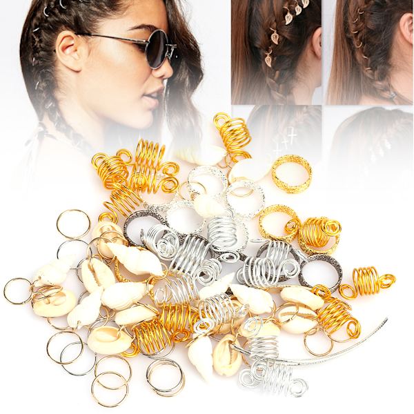 Hårfläta Ringar Dreadlocks Ring Skal Hårring Mode Hårdekoration Tillbehör