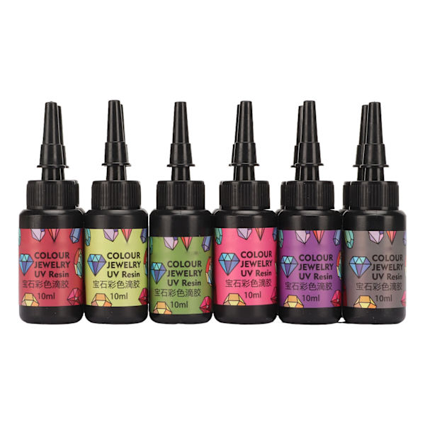 12 stk UV-harpiks i blandede farger, rask herding, levende farger, mye brukt UV-epoksyharpiks for DIY-smykkeproduksjon