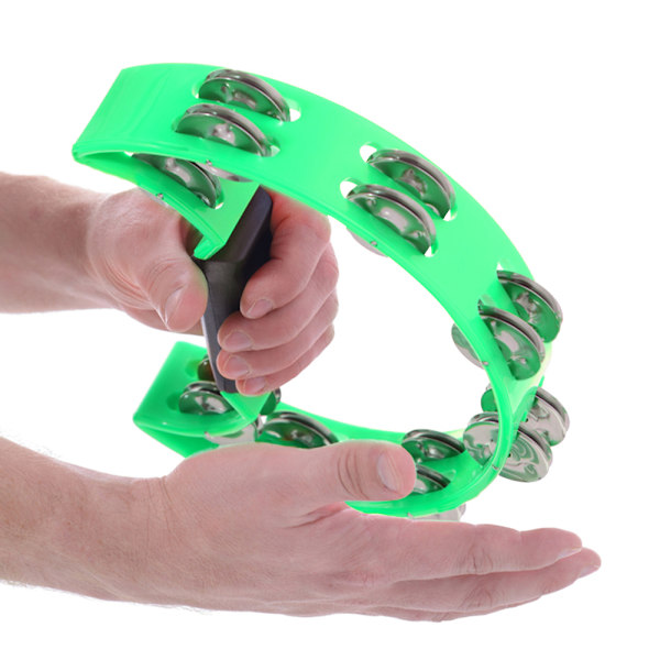 Double Row Jingles Handbell Tambourine Percussion Musical Instrument (Grøn)