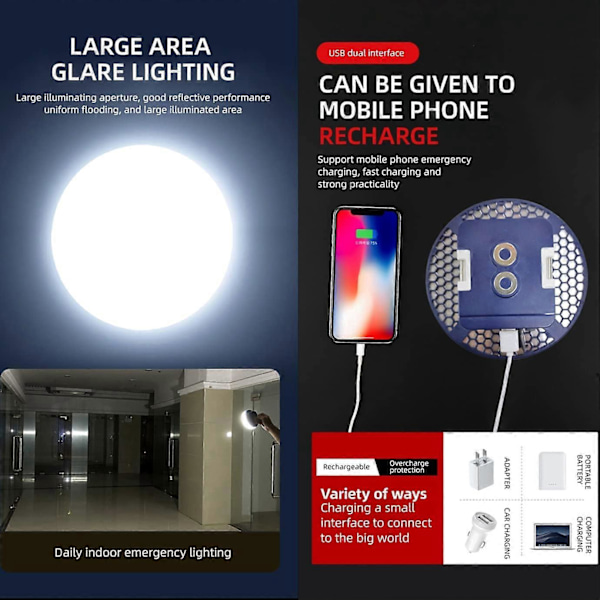 LED Campinglykta, Superstark, Portabel, Perfekt för Orkaner, Stormar, Strömavbrott, Nödsituationer, 40W Vattentät, Portabel, Uppladdningsbar Campinglampa