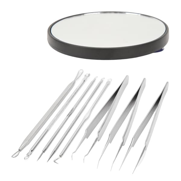 Blackhead Remover Extractor Tool Professionelt Pimple Tool Kit til Comedone Zit Whitehead Blemish med 15X forstørrelsesglas