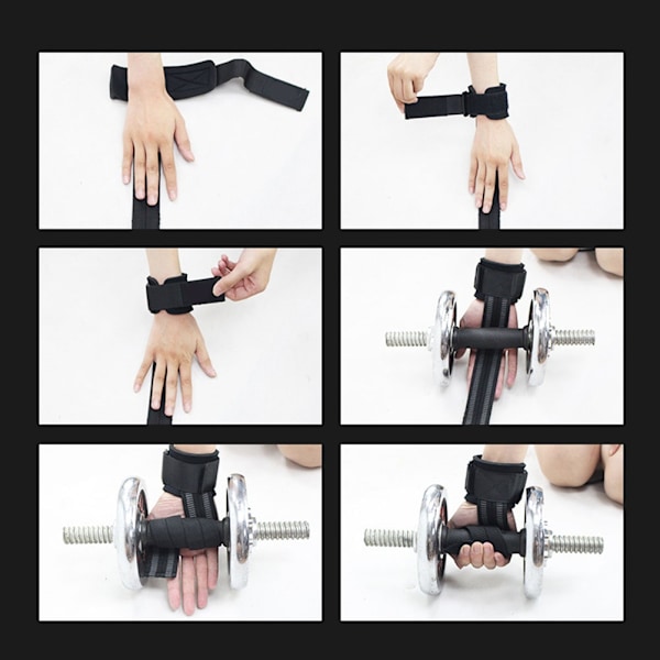Vægtløftningsstropper med håndledsbeskytter Dobbeltsidet greb Justerbare gymnastikstropper til dødløft Rows Pull Ups