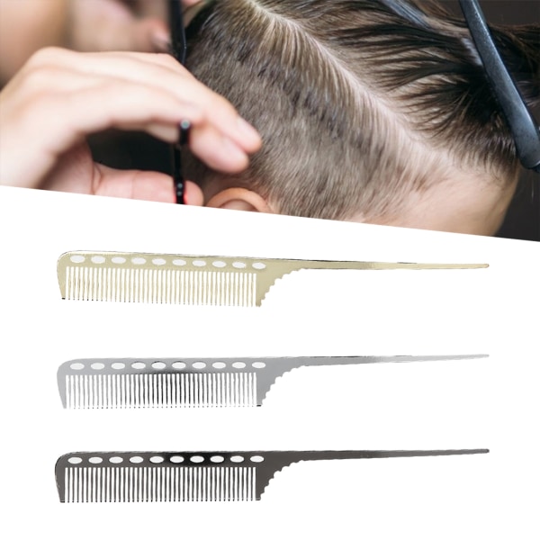 3 stk/sæt Space Aluminium Frisør Halekam Antistatisk Hair Comb Styling Tool