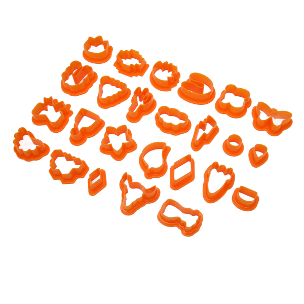 25 st lerörhängsskärare Livsmedelsklassad plast diverse stilar tjock kant polymer lerskärare set för gör-det-själv-hantverk Orange