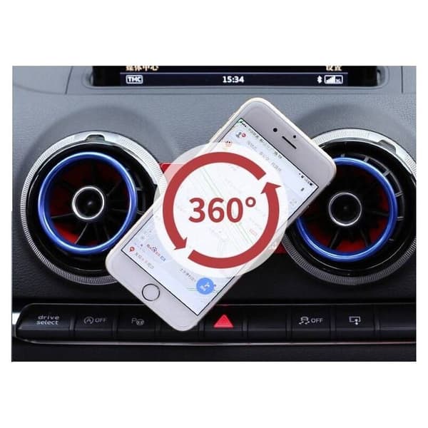 Biltelefonholder til Audi A3 S3 RS3 8V 2012-2016, 360° roterende luftventiltelefonholder, GPS biltilbehør, sort