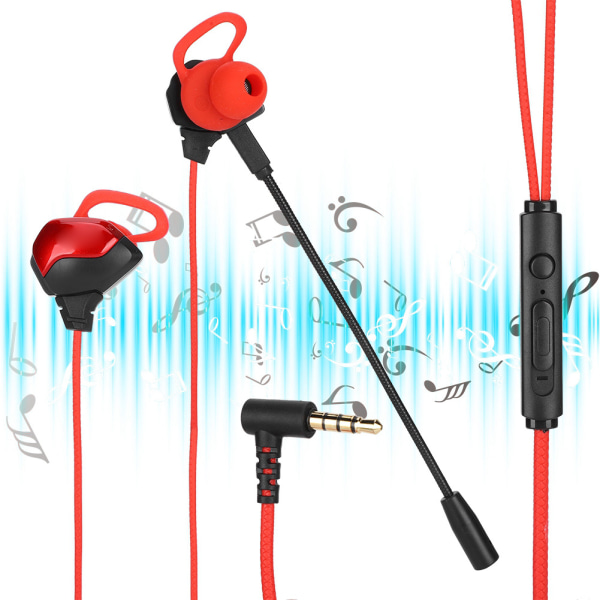 G3000 Universal 3,5 mm kablet In-Ear Gaming øretelefon Støyreduksjon Gaming Headset Rød Red