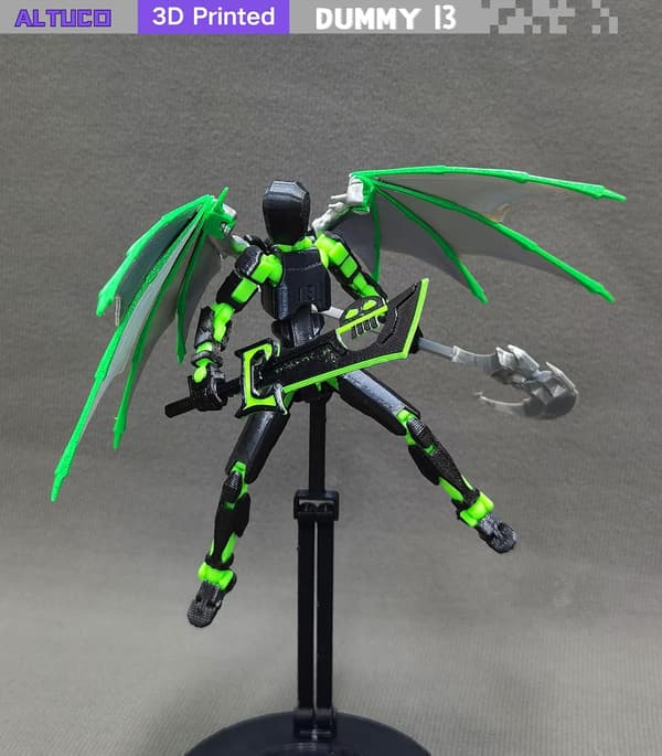 T13 Demon Action Figure with Multiple Accessories, Pre-assembled Titan 13 Desk Decoration, 3D Printed Multi-jointed Dummy 13 Figure with Stand