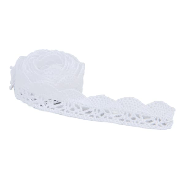 Spetsband DIY Bomullsnät 2 cm Bredd 20 Yards Elegant Tyllspetskant för Gardin Kläder Duk Presentförpackning Vit
