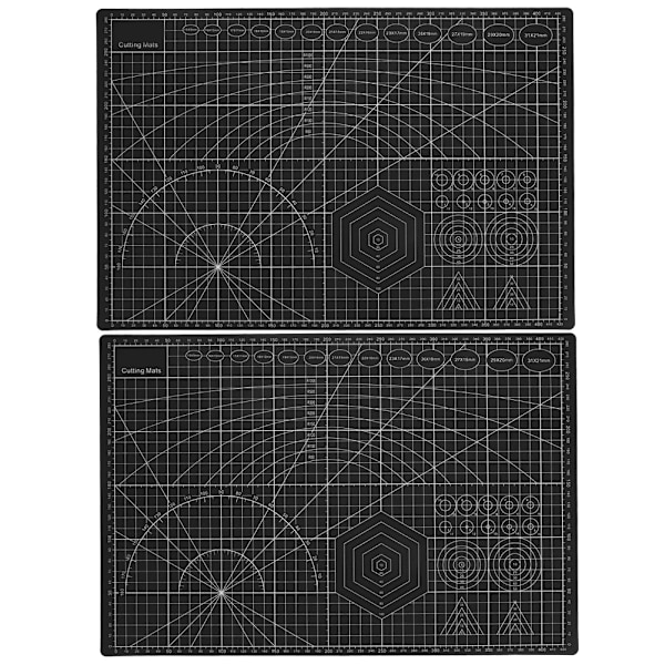 2 stk skjærebrett A3 svart modell kuttepute papir gummistempel gravering skala brett