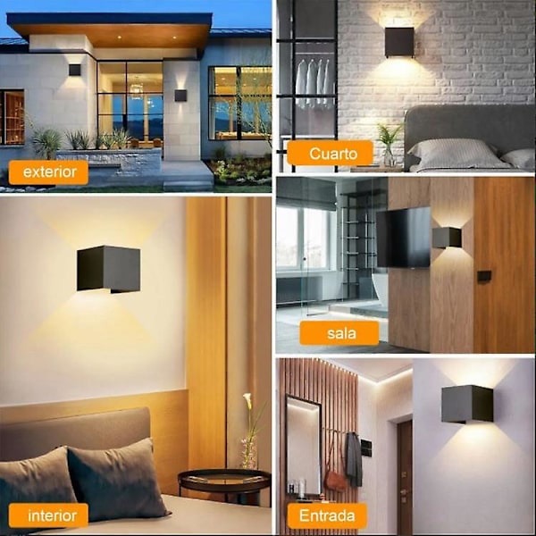 USB Vägglampa, Batteridriven LED Vägglampa för Sovrum, Barnkammare, Korridor, Trapphus - Svart (2-pack)
