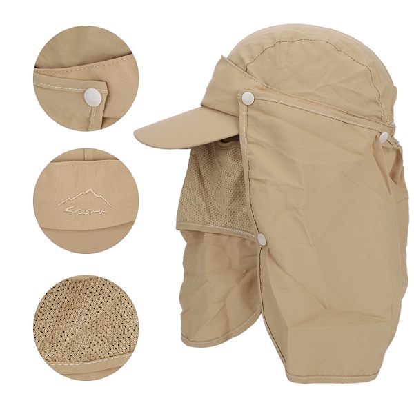 UPF 50+ aurinkosuojakorkki UV-suojalla Leveälierinen ulkoilukalastus aurinkosuojakorkki matkustamiseen, patikointiin, veneilyyn, puutarhanhoitoon (Khaki Free Size)