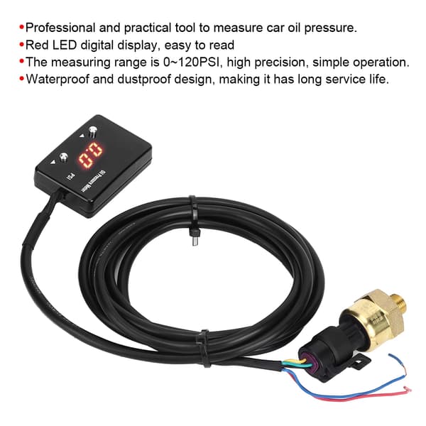 1/8in NPT Auto Bil Olietryk Måler 0-120PSI Digital Måler med Sensor Høj Præcision