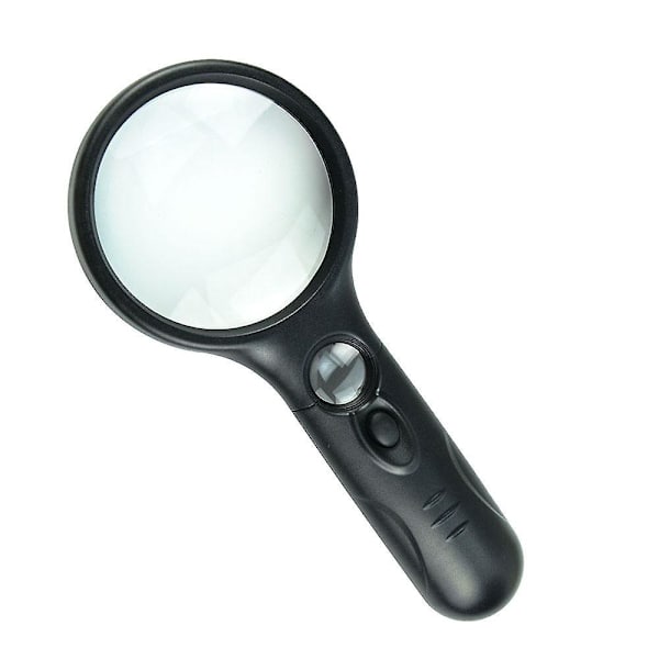 3x-45x LED-belyst forstørrelsesglas til læsning, smykker, håndværk, inspektion, videnskab (sort)