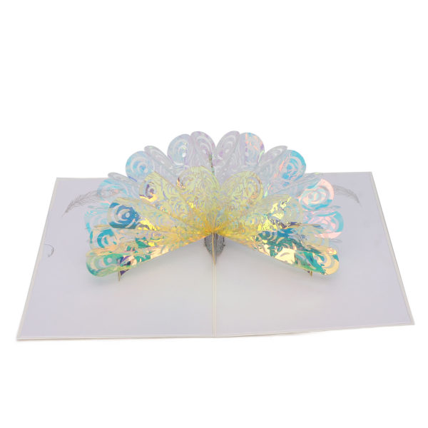 3D Peacock gratulasjonskort Håndverk papirgravering Skrivbare 3D bursdagskort med konvolutt