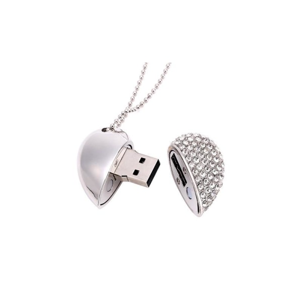 Hjerteformet diamant USB-minnepinne (sølv 32 GB), Advanced Heart Diamond høyhastighets USB 3.0 Flash-datalagringspinne