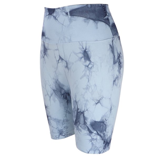 Yogashorts Högmidjad slipsfärgning Stretchy Slim Fit Ocean Blue Workout Yogashorts för träning M