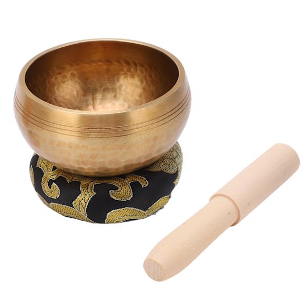 Sångskål Hand hamrande platt botten Lugn känsla Fridfull röst 8 cm kaliber Meditations Yogaskål för avkoppling