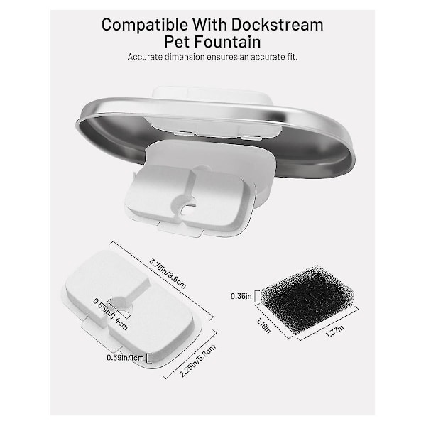 12-pack Ersättningsfilter kompatibla med Dockstream Trådlös Vattenfontän PLWF005/PLWF115/WF105, Djurfontänfilter-B3