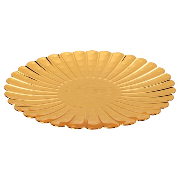 Gold Fruit Tray Chrysanthemum Lace Design Elegant Rustproof Candies Plate for Kitchen Tables Desks Lounges Buffets Bars