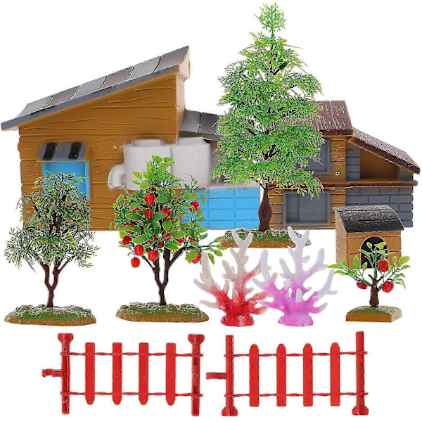 1 Sett Miniatyr Gårdshus Mini Gård Ornamenter Mini Hus Hagedekor for Leker til Barn