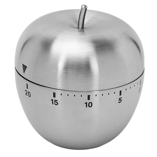 Æbleformet Timer Manuel Roterende Rustfrit Stål Metal Høj Alarm Nedtælling Madlavningstimer til Læring