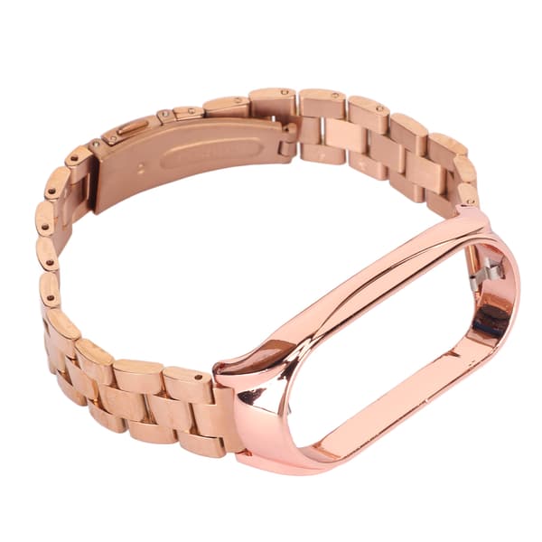 Smartklokke-armbånd i rustfritt stål, solid justerbart beskyttende erstatningsarmbånd for Mi 7 NFC Rosegull