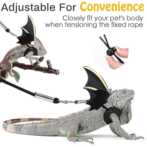 Fladdermusvinge Läderreptilkoppel - Justerbart Utomhussele Koppel (3 Storlekar)