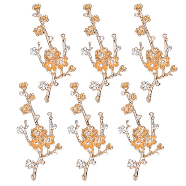 6 st blomformade broscher DIY strassbrosch nål för skor kläder smycken dekoration vit strass plommonblomma gren
