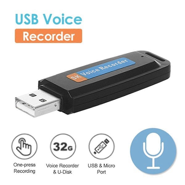 Bærbar Genopladelig U-Disk USB Digital Lyd Stemmeoptager