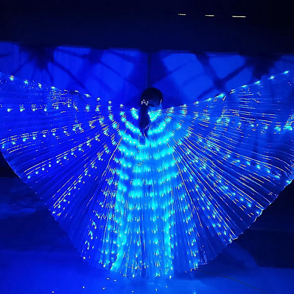 LED-vingar för magdans - Flerfärgad glöd för vuxna och barn Cosplay Acid blue