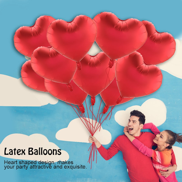 10 stk. 18\" flerfarvede hjerteformede latexballoner til bryllupsfest dekoration ballon (rød)