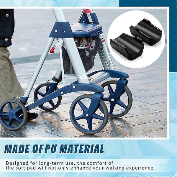 2 Pieces Rollator Armrest Pads Upright Walker Forearm Pads Black Walker Handles Cushions Stand Up Rollator Black