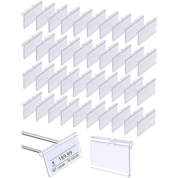 Etiketholdere, 40 stk. transparente plastiketiketholdere til kontorreoler, butik, bageri, supermarked, dagligvaremarked