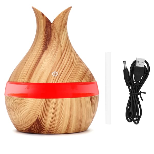 300 ml 7 farver LED natlys aroma æterisk olie diffuser luftfugter lyst træåre