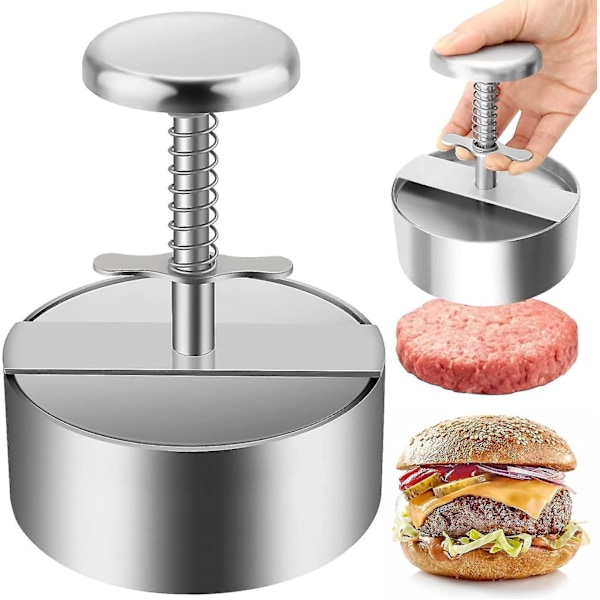 Burgerpresse, 304 rustfritt stål, justerbar, non-stick
