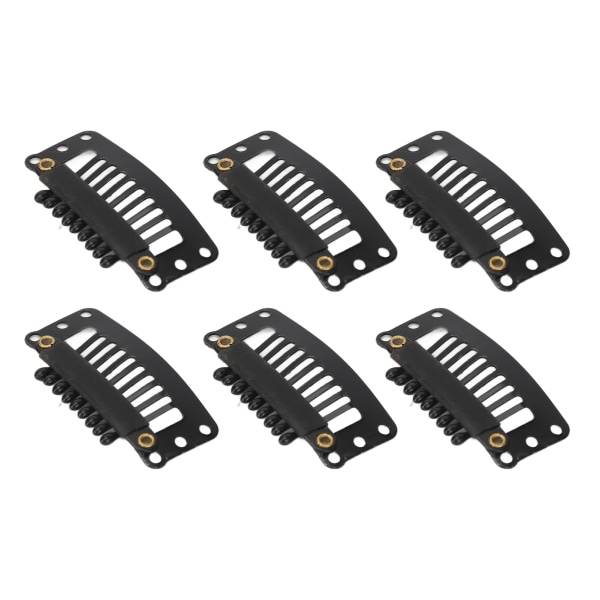 100 stk 9 tænder hårforlængerclips Multifunktionel 32 mm U-form snapclips til kvinder hårforlængelse DIY Black