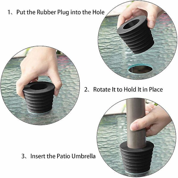 Paraply Konbas Hållare, för Utebords Hålöppning och Stabilitet eller Paraplybas Hållare, Paraplyställ, 1.5\" Parasoll (Svart, 2 Stycken), Fontaineb