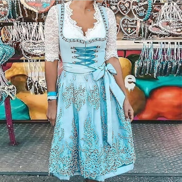 Naisten Oktoberfest Dirndl -mekkoasu - Baijerilainen Karnevaali Party M Vaaleanvihreä
